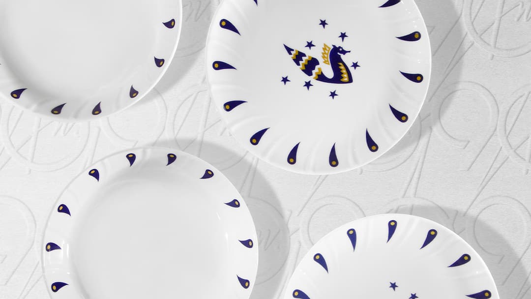 Original tableware by Jean Picart Le Doux in aid of the Air France Foundation 