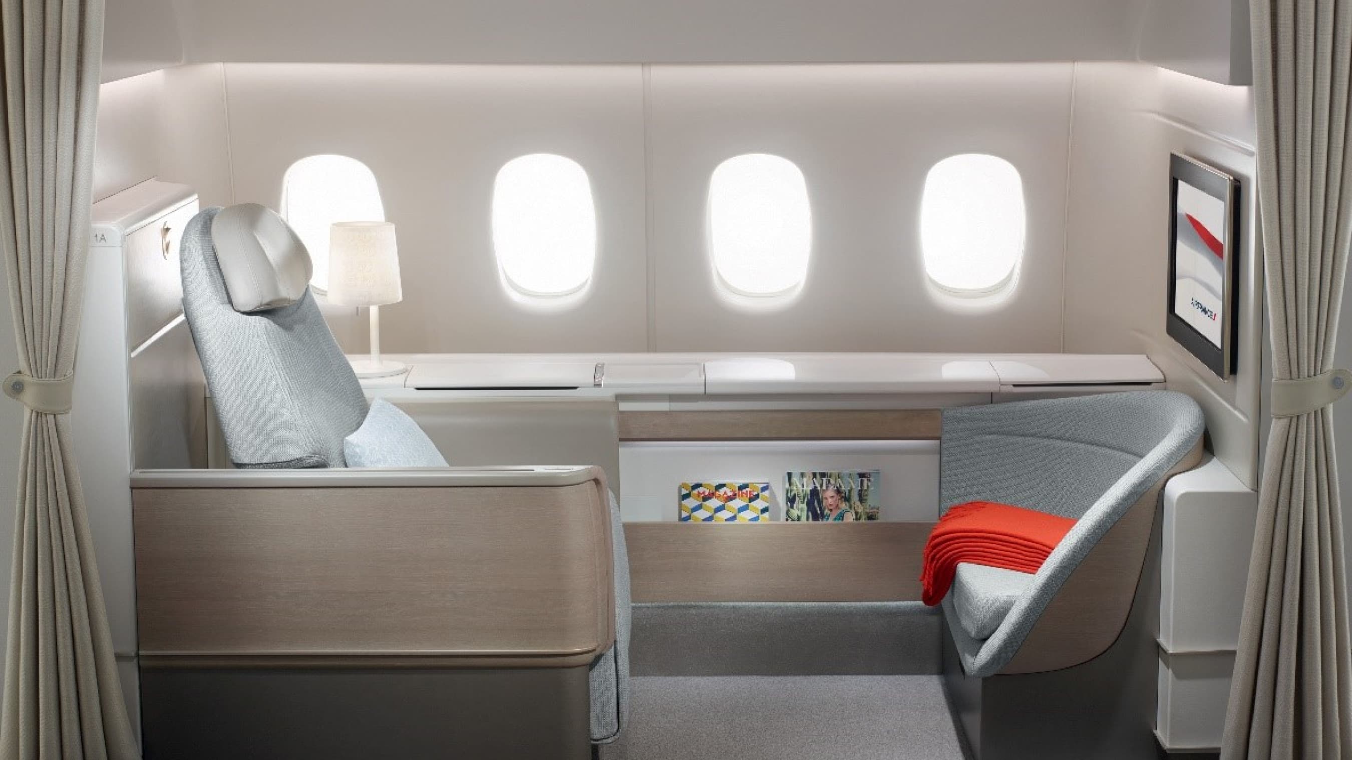 Photo de la cabine première classe du Boeing 777-300