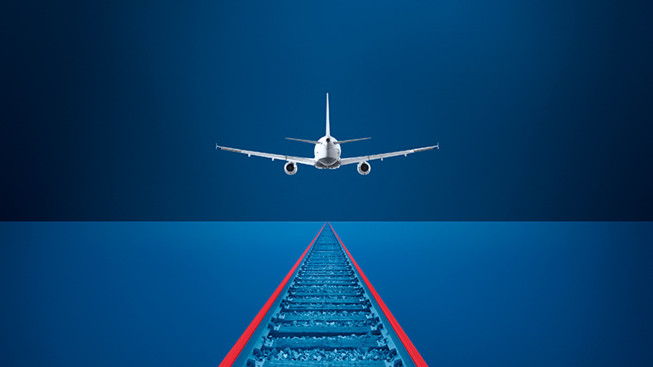 Illustration avion au dessus d'un rail