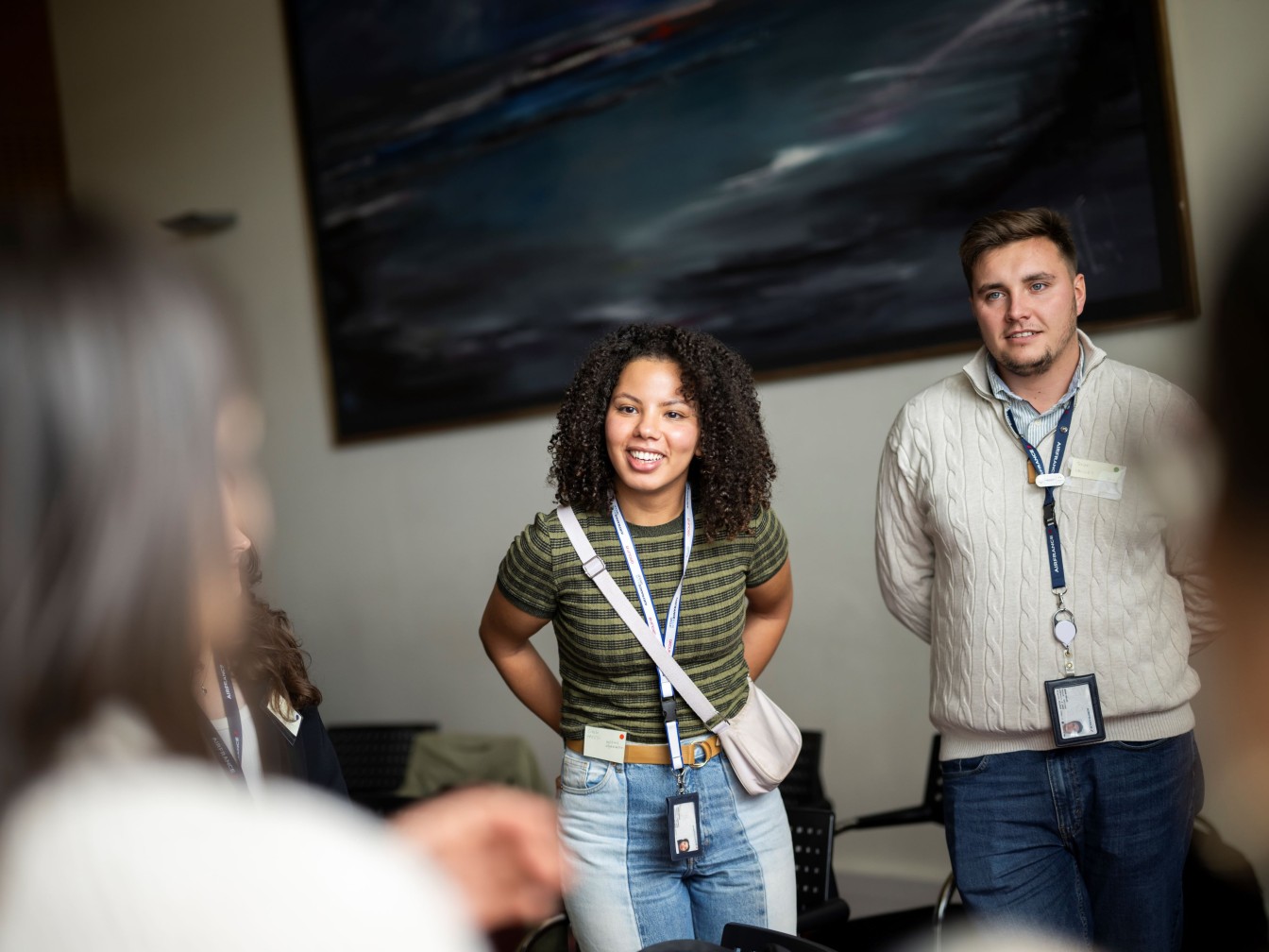 Employees in discussion