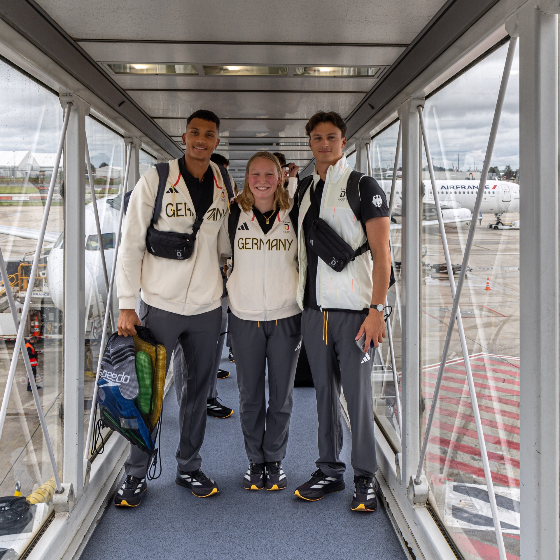 Athletes arriving at Paris airport for the Olympic Games