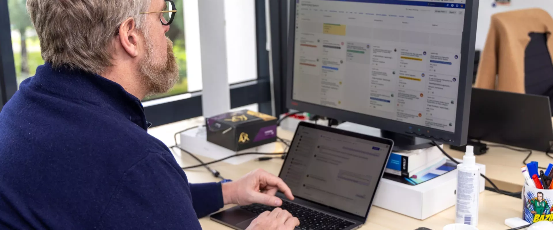 Employee on his computer