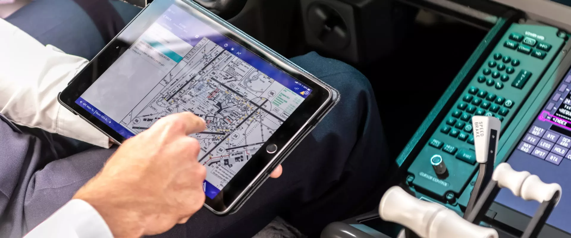 Pilot on his tablet