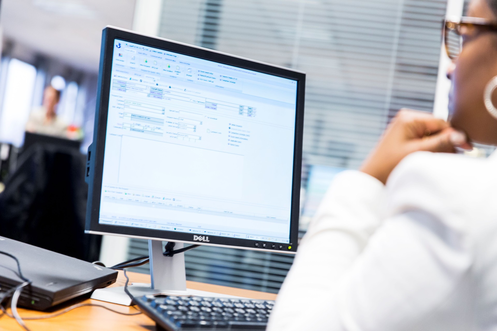 Employee on his computer